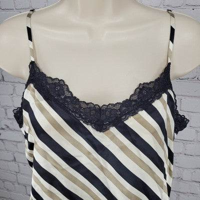 Classiques Entier Beige & Black 100% Silk Lace Zipped Camisole Top Size Small S