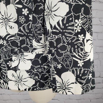 Croft & Barrow Black & White Floral Cotton Stretch Buttoned Lined Jacket Size 14