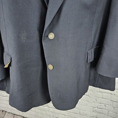 VTG Hickey Freeman Navy 2 Button Double Vented Notch Blazer Sport Coat USA 50S