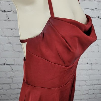Azazie Red Strappy Backless Side Slit Maxi Bridesmaids Formal Long Dress A6