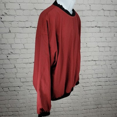 VTG ‘99 Portfolio Golf Classic Red Black Houndstooth Pullover Light Jacket US XL
