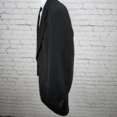 VTG Nino Cerruti Black 2 Button Ventless Notch Blazer Sport Coat USA 42L *defect
