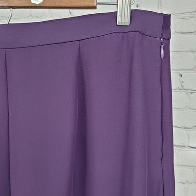 Coldwater Creek Purple High Rise Wide Leg Side Slits Pants Petite 12P (34x27)