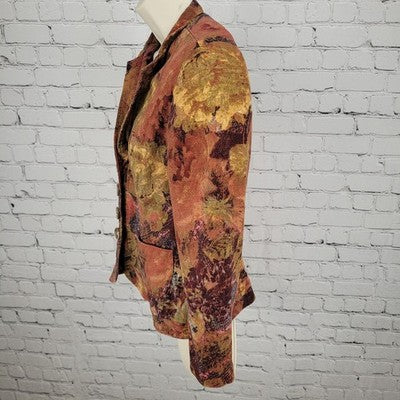 Coldwater Creek Multicolor Cotton Stretch Lightweight Buttoned Jacket Size 6P