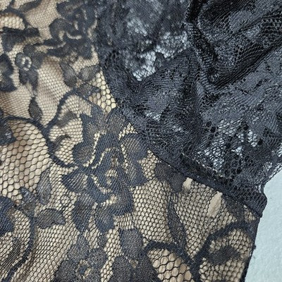 Adrianna Papell Black Lace Overlay Sheer 3/4 Sleeve V Neck Tiered Midi Dress 24W