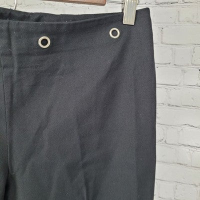 J. McLaughlin Black Cotton Grommet Mid Rise Cropped Pants USA Made 8 (30x25)