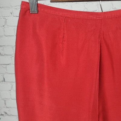VTG Bice Red Silk High Rise Lined Lightweight Zip Closure Pants Size 10 (27x28)
