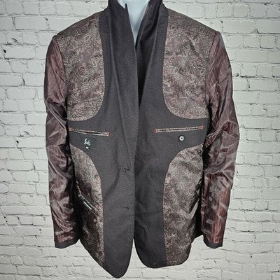Suitor Black Red Slim Fit 2 Button Double Vented Peak Suit Blazer Sport Coat 40R