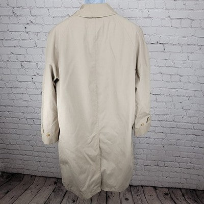 VTG Ballymoor Beige Buttoned Faux Fur Removable Liner Trench Coat Size 44R