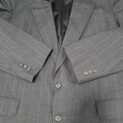 Jack English Grey 100% Wool Pinstriped 2 Button Ventless Blazer Sport Coat 42L