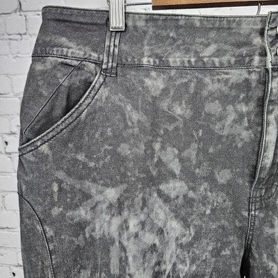 Soft Surroundings Grey Tie Dye Embroidered Rhinestone High Rise Jeans 18 (38x29)