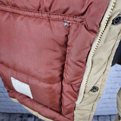 VTG Windbreaker Tan Down Fine Feather Insulated Snap Puffer Jacket M *zipper