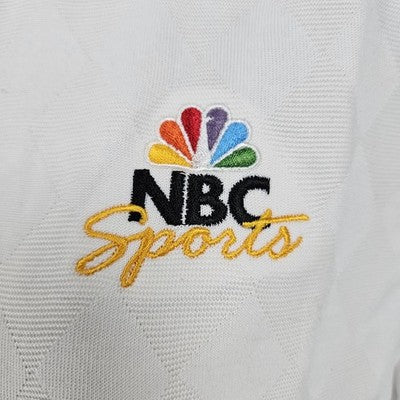 NWT NBC Sports White Diamond Jaquard Short Sleeve Polo Workwear Shirt Large L