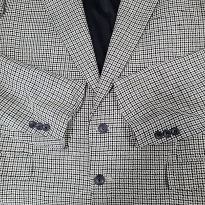 VTG Racquet Club Ivory Tan Houndstooth Blazer Sport Coat USA Made Size 44