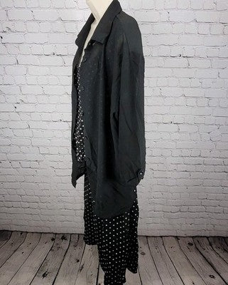 VTG Studio I Black Polka Dot 3 Piece Outfit Skirt Set USA Made Size 16 Large L