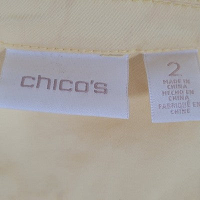 Chico's Yellow Lightweight Full Zip 3/4 Sleeve Jacket Size 2 US 12