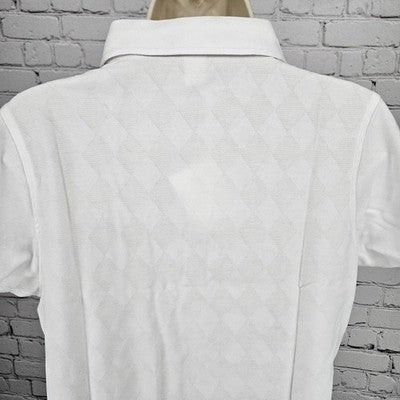 NWT NBC Sports White Diamond Jaquard Short Sleeve Polo Workwear Shirt Large L