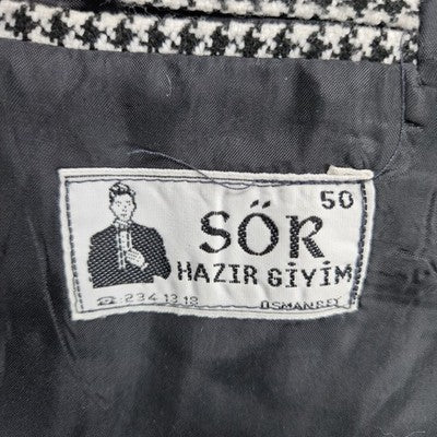 Sor Hazir Giyim Black White Houndstooth 2 Button Notch Blazer Sport Coat 43