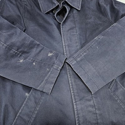 A.P.C. Rue Madame Paris Navy 100% Cotton Twill Button Lined Long Coat XS *bleach
