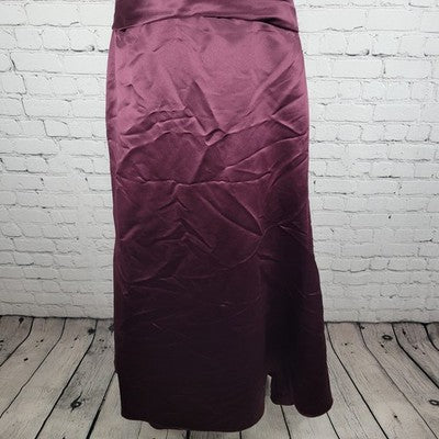 Bill Levkoff Purple Satin Strapless Pleated Back Zip Buttoned Lined Dress 6