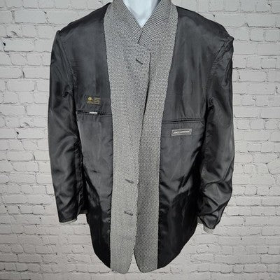 Jones New York Black Grey 100% Wool 2 Button Notch Blazer Sport Coat 42R