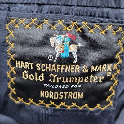 Hart Schaffner & Marx Nordstrom Gold Trumpeter Black 2 Button Blazer USA 46R