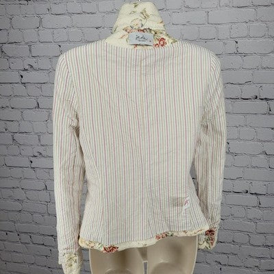 Daslu Cream Floral 100% Cotton Textured Buttoned Notch Suit Jacket Brazil 40