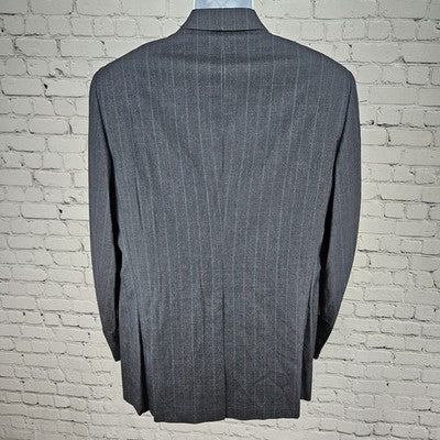 Austin Reed Navy 100% Wool Pinstriped 2 Button Notch Blazer Sport Coat USA 41L