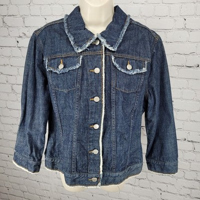 Customized Homemade Denim Girl ATX Blue Embellished Jean Boho Denim Jacket M