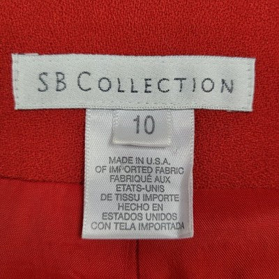 VTG SB Collection Red 100% Wool 3 Button Vented Notch Blazer Jacket USA 10
