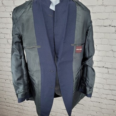 Cellini Collection Navy 2 Button Double Vented Notch Blazer Sport Coat 40R