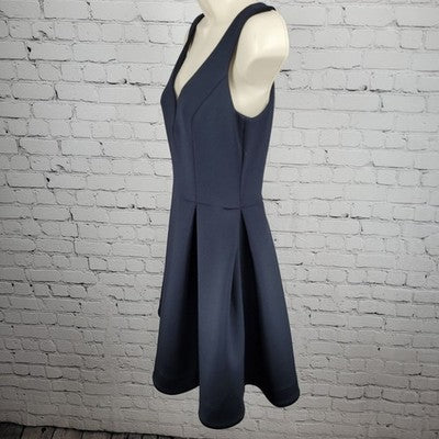 Ali Ro Navy Ponte Stretch Pleated Sweetheart Sleeveless Mini A-Line Dress 2