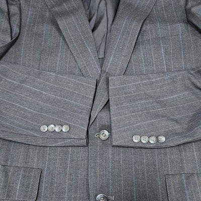 Austin Reed Navy 100% Wool Pinstriped 2 Button Notch Blazer Sport Coat USA 41L