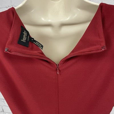 Laundry By Shelli Segal Red Ruched Puff Short Sleeve Stretch Zipped Dress Size 4