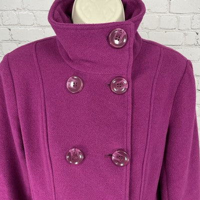 Steve Madden Purple Wool Blend Buttoned Vented Pea Coat Pockets Size Small S