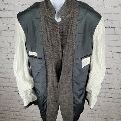 VTG Henry Grethel Brown Windowpane Tweed 2 Button Sport Coat USA Made Size 42L
