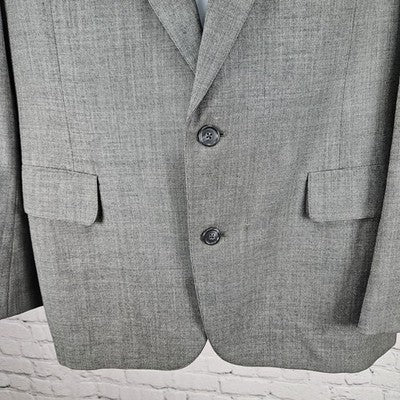VTG Barrister Grey 100% Wool 2 Button Single Vented Notch Blazer Sport Coat 42