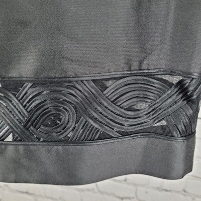 Adrianna Papell Evening Essentials Black Silk Blend Knee Length Straight Skirt 8