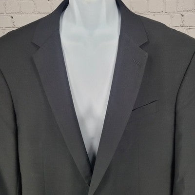 Kenneth Cole Black 100% Wool 2 Button Double Vented Notch Blazer Sport Coat 48L
