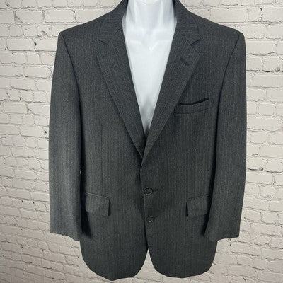 VTG Botany 500 Grey Pinstriped 2 Button Vent Blazer Sport Coat USA Made Size 41S