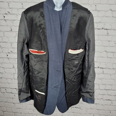 Strellson Blue 100% Wool Alecc Slim Fit Birds Eye Blazer Sport Coat 56 US 46