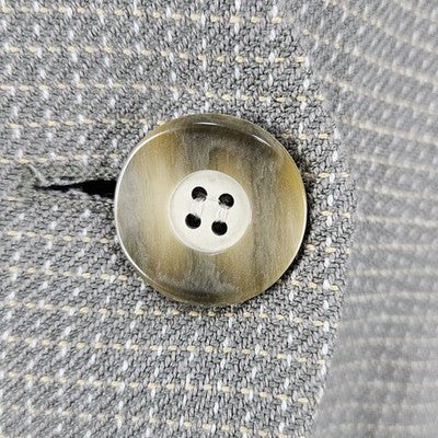 VTG Jones New York Green Beige 1 Button Collarless Padded Suit Jacket USA 16