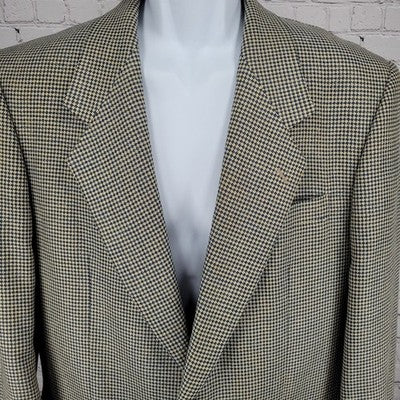 The Texas Clothier Blue Beige Silk Wool Check 2 Button Blazer Sport Coat 41R
