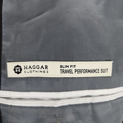 Haggar Black Slim Fit Travel Performance 2 Button Vented Blazer Sport Coat 42R