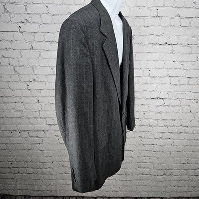 Jos A Bank Grey 100% Wool Executive Pinstriped 2 Button Blazer Sport Coat 46L