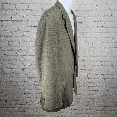 Jos A Bank Black Beige 100% Wool Houndstooth 2 Button Blazer Sport Coat 44R