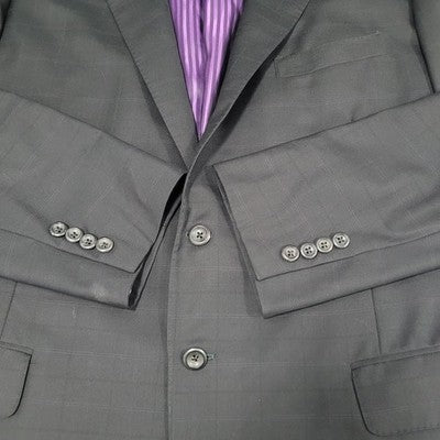 Royal Classic Black Purple Pinstriped 2 Button Notch Blazer Sport Coat USA 45L