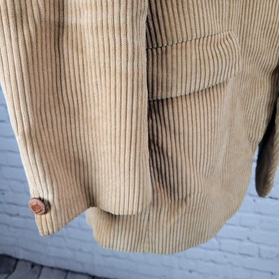 VTG Meisterklassse Tan Corduroy 3 Button Vented Blazer Sport Coat Size 38