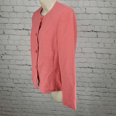 Nicola Pink Buttoned Collarless Lined Formal Suit Jacket Blazer Italy Size 6