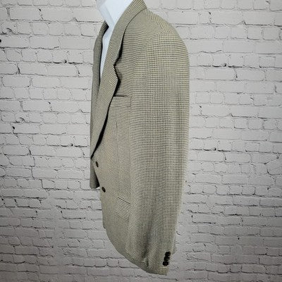 The Texas Clothier Blue Beige Silk Wool Check 2 Button Blazer Sport Coat 41R